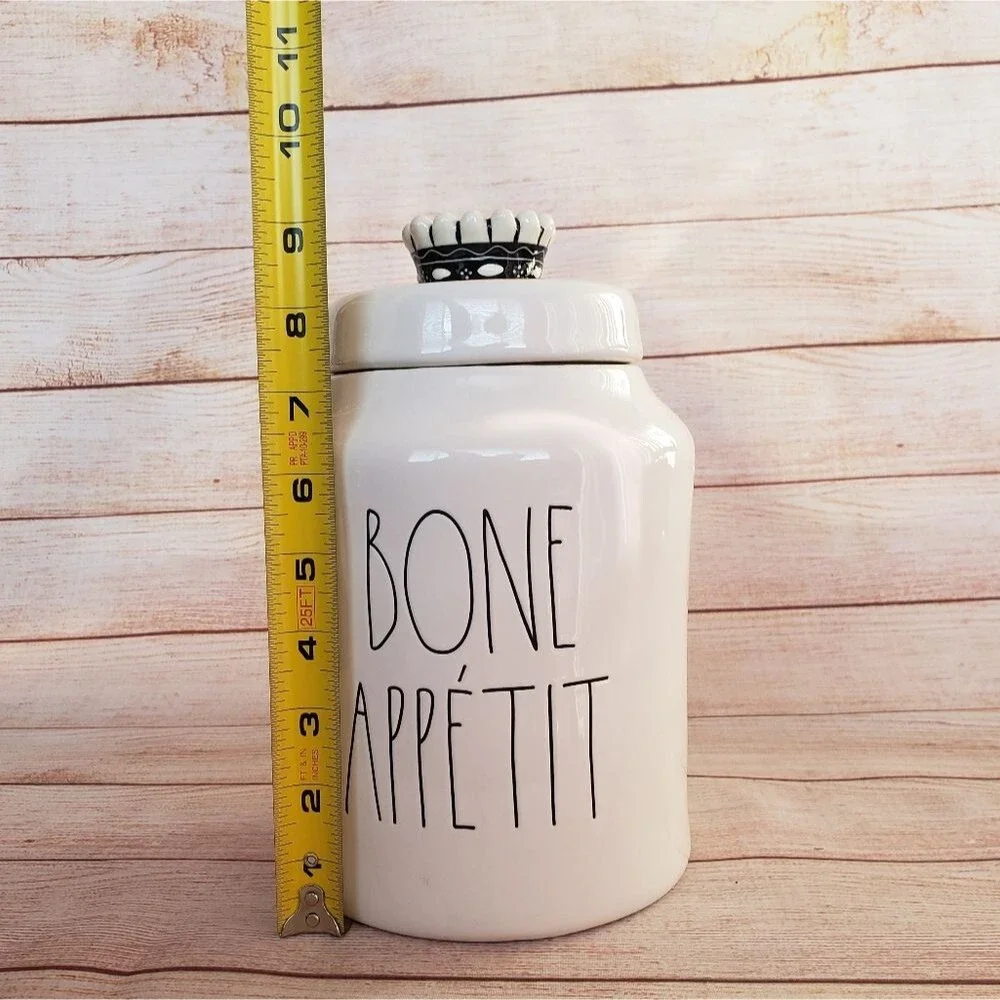 NEW Rae Dunn Bone Appetit Ceramic Dog Treat Canister